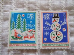 画像1: 【ブルガリア】ゆきだるまとサンタとトナカイ　２枚セット