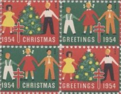 画像1: 【アメリカ】クリスマスシール1954　４枚
