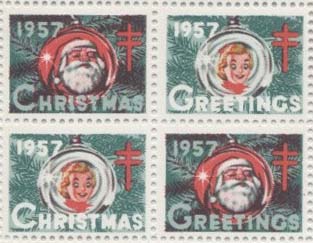 画像1: 【アメリカ】クリスマスシール1957　４枚